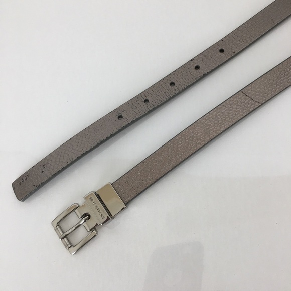 Michael Kors Thin Reversible Belt Black Patent Leather Silver Snakeskin Size L - Picture 6 of 14